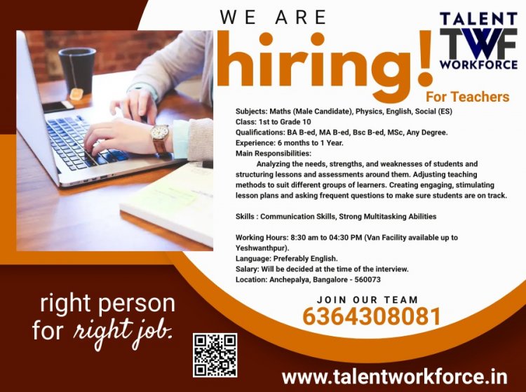Hiring for School Teachers (Male / Female)